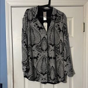 Black and Gray Paisley Women's Top